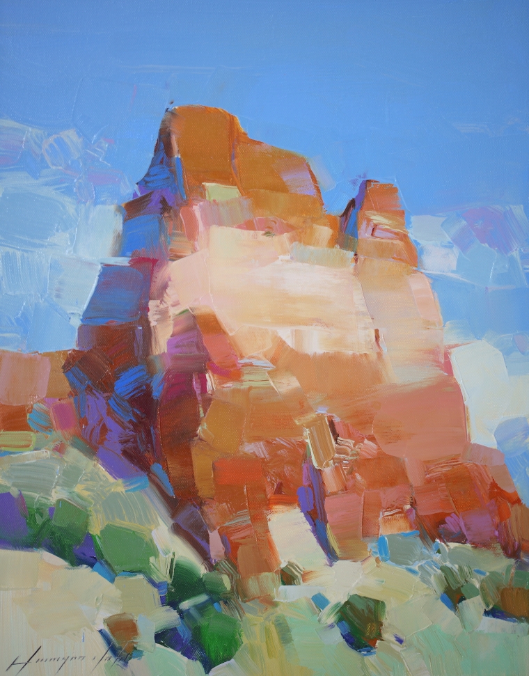 Sedona Cliff, Original oil Painting, Handmade artwork, One of a Kind          